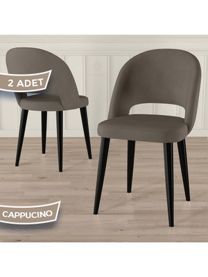 Canisa Pane Serisi 2 Adet Mutfak Sandalyesi Babyface Kumaş Siyah Ayak