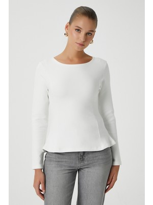 Ritnice Kadın Runa Premium Ekru Peplum Bluz