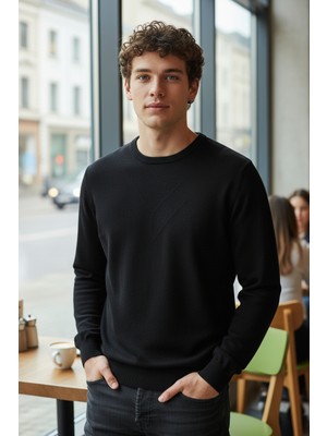 Mandala Tekstil Erkek Regular Fit  Bisiklet Yaka Pamuklu Triko Kazak