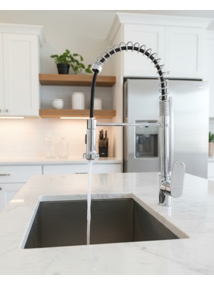 Emfa Aksesuar Krom Endüstriyel Mutfak Bataryası - Krom Evye Bataryası - Krom Mutfak Bataryası