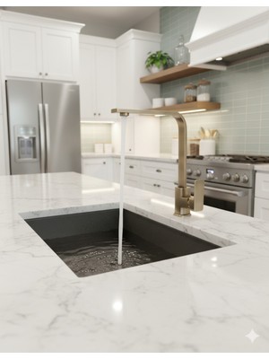 Emfa Aksesuar Antik Mat Gold Mutfak Bataryası Antik Gold Evye Musluğu Altın Mutfak Bataryası