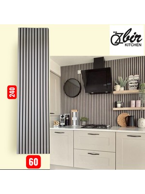 Özbir Kitchen Yeni Gri Akustik Duvar Paneli 60X240 Ahşap Duvar Paneli