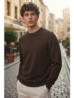 Mandala Tekstil Erkek Regular Fit  Bisiklet Yaka Pamuklu Triko Kazak