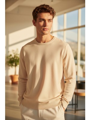 Mandala Tekstil Erkek Regular Fit  Bisiklet Yaka Pamuklu Triko Kazak