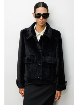 Ekol Kadın Kolu Apoletli Kapak Cepli Mont 6111 Siyah