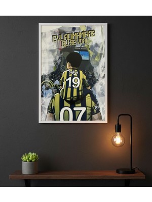 Fenerbahçe Taraftar Temalı “evladıma Miras Bu Sevda” Beyaz Çerçeveli Dekoratif Duvar Tablosu