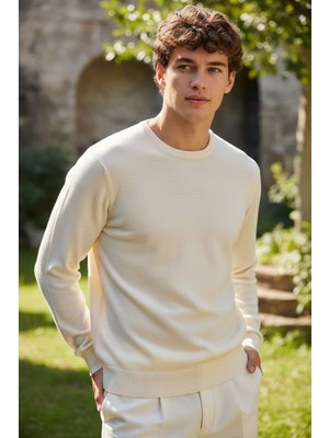 Mandala Tekstil Erkek Regular Fit  Bisiklet Yaka Pamuklu Triko Kazak