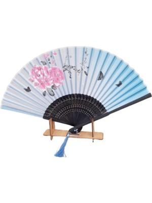 UltraNova Renkli Çiçek Desenli Şık El Yelpazesi, Serinlik ve Zarafet Sunar