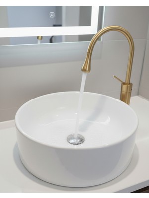Emfa Aksesuar Mat Gold Lavabo Bataryası Mat Gold Modern Tasarım Antik Banyo Bataryası