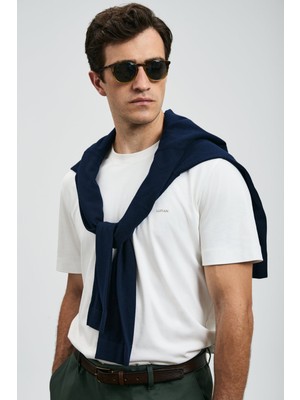 Lufian Erkek Roland Basic T-Shirt 112020058 Kırık Beyaz