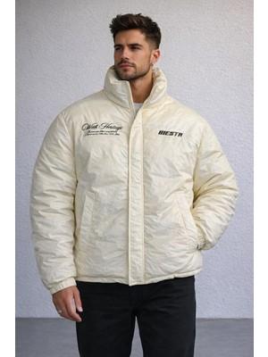 Gıesto Nakışlı Şişme Ekru Mont