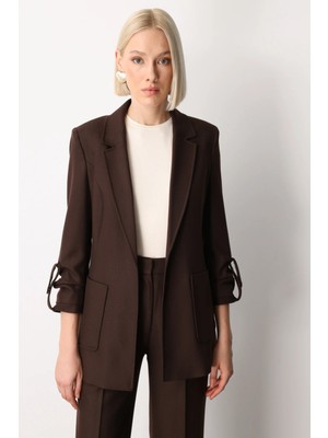 Ekol Kadın Kolu Apoletli Torba Cepli Ceket 5057 Kahverengi