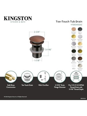 Storemax Vtdeshoebb Trimscape Toe- Küvet Tahliyesi, Taşma Akışı, Fırçalanmış Pirinç