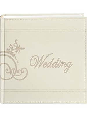 Storemax Albums Işlemeli Scroll ve Düğün Dikili Deri Kapak Fotoğraf Albümü, Fildişi,