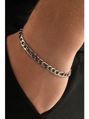 Takı Dükkanı Figaro Paslanmaz Çelik Bileklik Unisex Erkek Bayan Bileklik Zincir Künye ACK06B-3