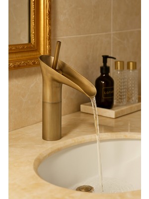 Emfa Aksesuar Antik Vintage Şelale Akışlı Lavabo Bataryası - Modern Tasarım Antik Lavabo Bataryası
