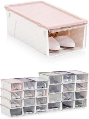 Storemax 6'lı Çekmeceli Istiflenebilir Luks Ayakkabı Kutusu | Istiflenebilir Ayakkabı Saklama Kabı Seti Kadın 6 Adet