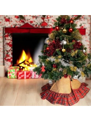 Storemax Yılbaşı Ağaç Eteği Jüt Kırmızı Ekose