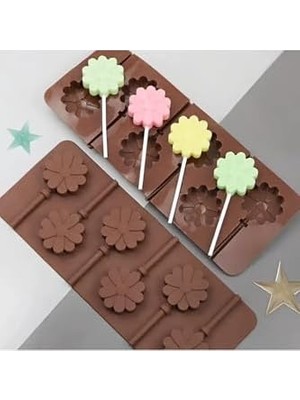 Storemax Siliko World Silikon Lolipop Kalıbı Çikolata Kalıbı Silikon Kalıp, Kahverengi