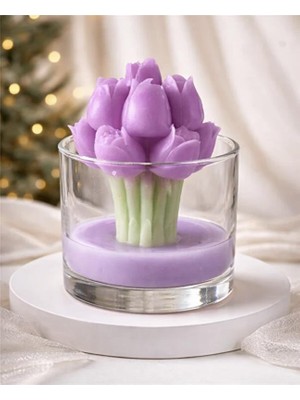 Glowa Bardakta Lale Çiçek Mum | Dekoratif – Hediyelik – El Yapımı