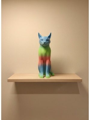 Değirmen Grup Pastel Rainbow Kedi Figürü Masa ve Raf Üstü Ev Dekorasyonu