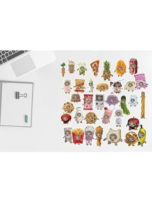 Storemax Şapşal Kedi Komik Kedi Paketi/bullet Journal Defter Çıkartma Ajanda Laptop Etiket