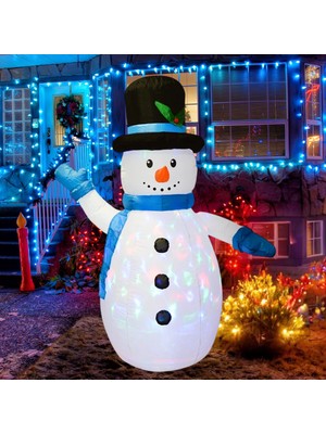 Dodomar 135 cm Işıklı Şişme Kardan Adam Yılbaşı Dekoru – Fanlı Aydınlatmalı Dış Mekân Süsü