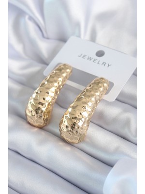 Epilons Gold Renk İşleme Detay Pirinç Kadın Küpe - TJ-BKP8059