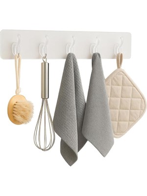 Storemax Store Kendinden Yapışkanlı 5 Kancalı Askı Seti – Duvara Delmeden Montaj, Şeffaf Vantuzlu Tasarım, Banyo & Mutfak Için Pratik Organizer (2 Adet)