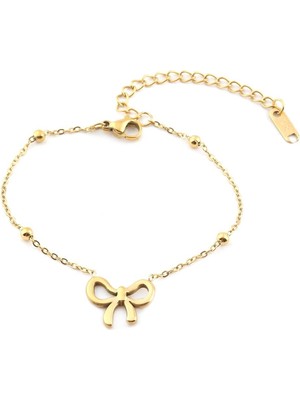 Pazarois Fiyonk Figürlü Altın Renkli Çelik Bileklik