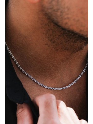 Takı Dükkanı Burgu Halat Erkek Paslanmaz Çelik Zincir Kolye Sevgiliye Hediye B028K-2