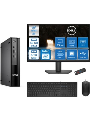 Dell Pc Pro Mıcro QCM1250 Intel® Ultra 5 235T 48GB Ddr5 4tb SSD Intel® Graphicsdell 27 Inç Fhd Mon.  Freedos Mini Masaüstü Bilgisayar BTO10627F20+ZETTAUSBBELLEK