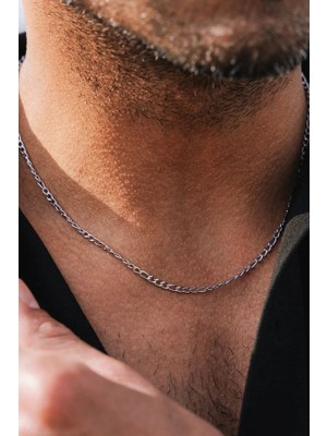 Takı Dükkanı Figaro Model Erkek Paslanmaz Çelik Zincir Kolye Ince Unisex Kullanım ECK55K-2