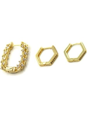 Royaleks 3'lü Halka Küpe - Altın