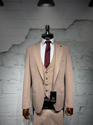 Dupont Slim Fit Tek Düğme Kırlangıç Yaka Yelekli Takım Elbise