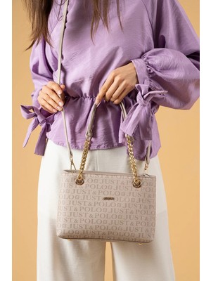 Just Polo Kadın Günlük Kullanıma Uygun Büyük Boy Baskılı Ayarlanabilir Askılı Şık El & Omuz Çantası