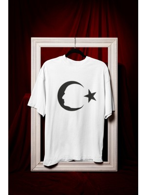 Mg Atatürk Baskılı Unısex Bisiklet Yaka Pamuklu Oversıze Kalıp Kısa Kollu T-Shırt