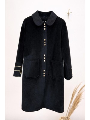 JOOQSTORE Kolu Zencir Detaylı Düğmeli Kürk Kaban