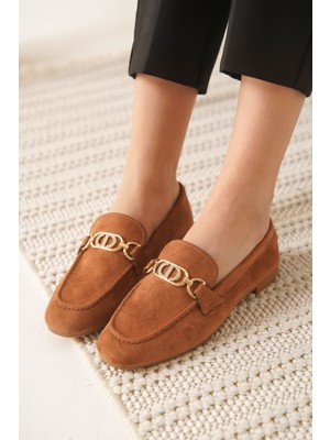 Roof Atelier Hera Taba Süet Toka Detaylı Loafer Ayakkabı