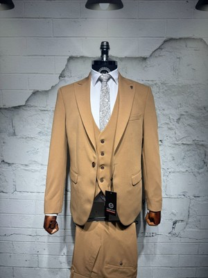 Dupont Slim Fit Tek Düğme Kırlangıç Yaka Yelekli Takım Elbise