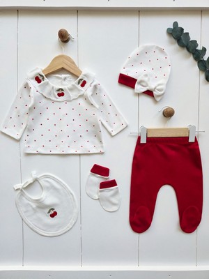 Baharda Nova %100 Pamuk Kız Bebek Yeni Doğan 5’li Hastane Çıkış Seti / Zıbın / Mevlüt Set