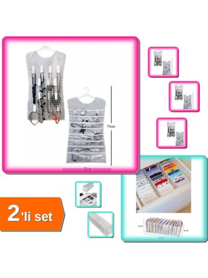 Hereveoyuncak Siyah Çizgili Elbise Şeklinde Çift Taraflı + Akordiyon Çekmece Düzenleyici 11 Gözlü - 2li Set N4V6V9