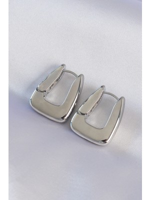 Epilons Pirinç Gümüş Renk Kalın Küpe - TJ-BKP8979