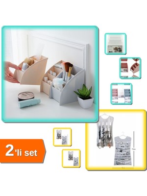 Hereveoyuncak 3 Adet Çok Amaçlı 3 Bölmeli Organizer + Siyah Çizgili Çift Taraflı Takı Organizeri - 2li Set T1K8Q2