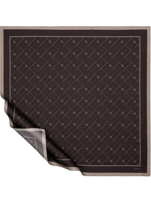 İpekevi Ipekevi Twill Ipek Eşarp - Monogram - Acı Kahve Taş