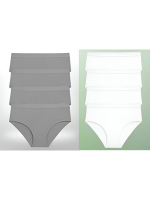 Qulothes 8 Li Paket Çok Al Az Öde Pamuklu Ribana Kadın Külot