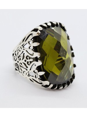 Canka Yeşil Taşlı 925 Ayar Gümüş Erkek Yüzük