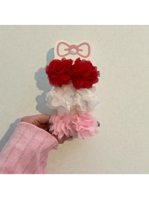 Kız Çocuk Çiçekli Renkli 2’li Pens Toka Set,3 Çift 6 Adet