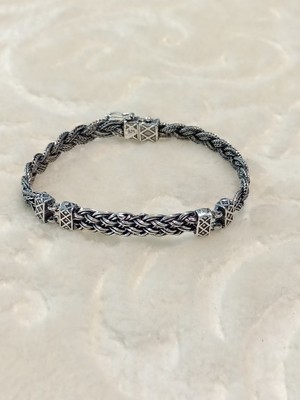 Canka El Yapımı Oksitli Saç Örgüsü Gümüş Bileklik