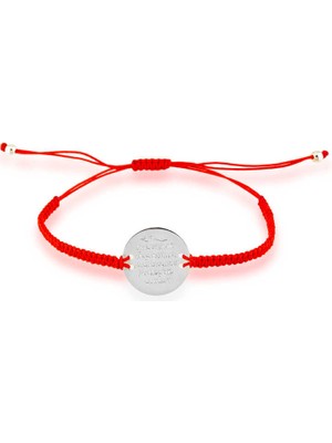 Fm Gümüş Kırmızı Makrame Ayetel Kürsi Bileklik